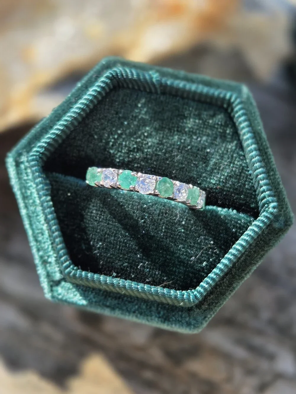 Sterling Silver Emerald Stack Ring
